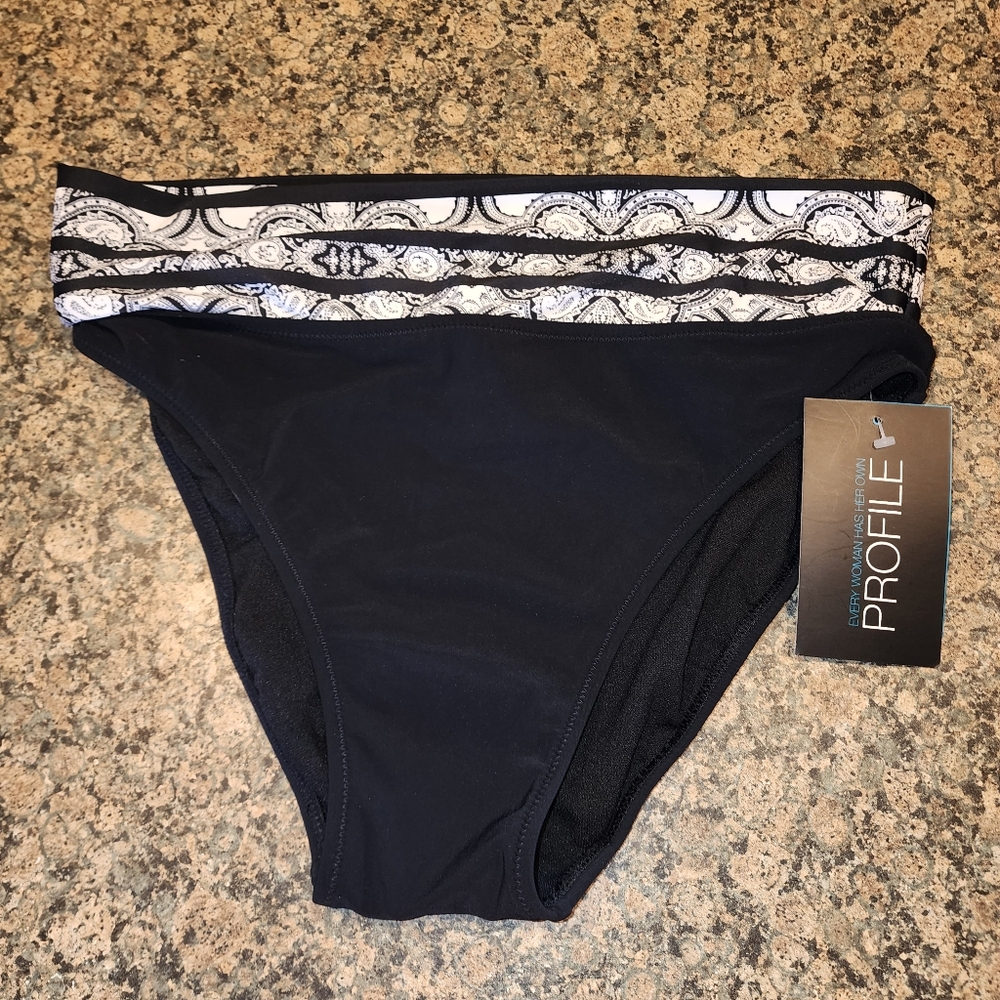 Profile by Gottex Women's Black Swim Bottom, Size 8, NWT